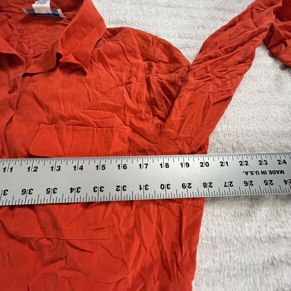 Anna & Frank Womens Pure Silk Long Sleeve Button-Up Shirt Medium Torch Red New - Picture 6 of 7